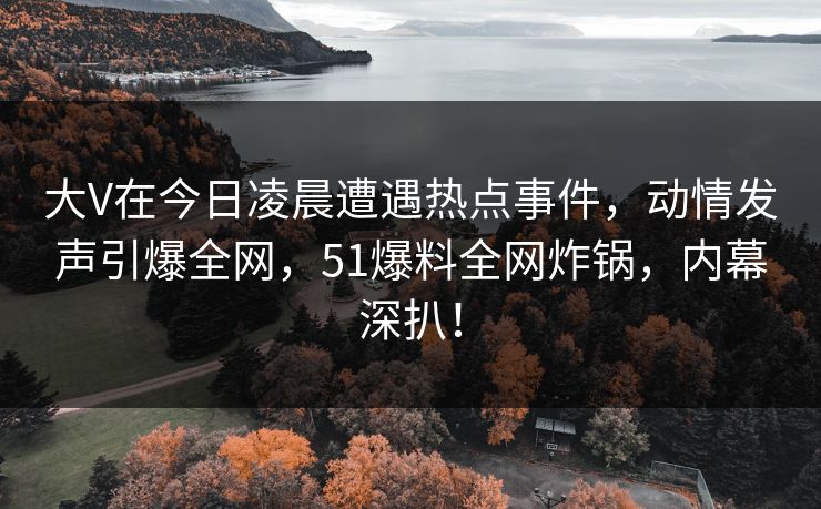 大V在今日凌晨遭遇热点事件，动情发声引爆全网，51爆料全网炸锅，内幕深扒！