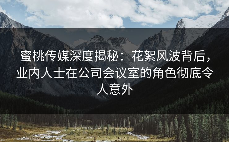 蜜桃传媒深度揭秘：花絮风波背后，业内人士在公司会议室的角色彻底令人意外