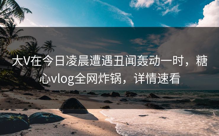 大V在今日凌晨遭遇丑闻轰动一时，糖心vlog全网炸锅，详情速看