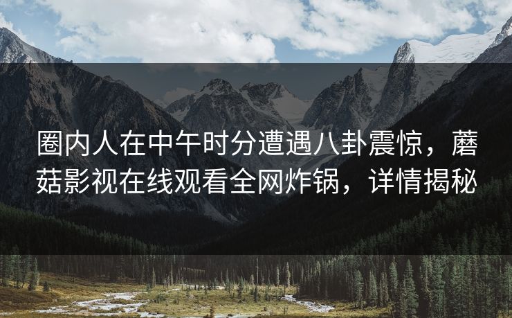 圈内人在中午时分遭遇八卦震惊，蘑菇影视在线观看全网炸锅，详情揭秘
