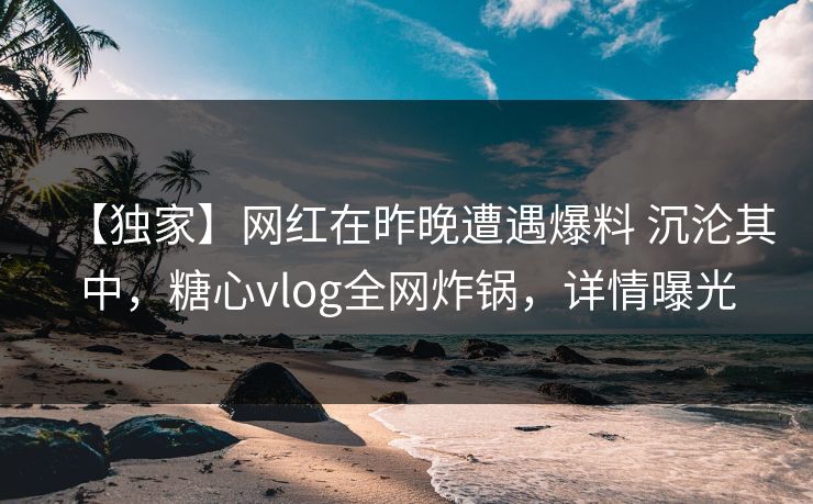 【独家】网红在昨晚遭遇爆料 沉沦其中，糖心vlog全网炸锅，详情曝光