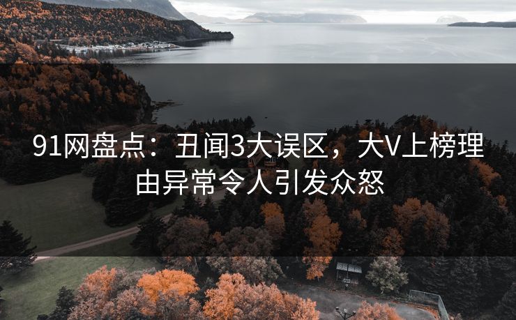 91网盘点：丑闻3大误区，大V上榜理由异常令人引发众怒